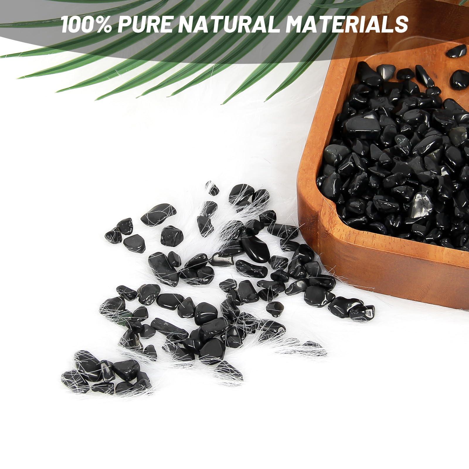 Orientrea Orientrea 1.1lb Natural Crushed Obsidian Crystal Tumbled Chips-Healing Crystals Chips Bulk, Crushed Crystal Gemstones for Crafts, Beautiful Package for Gift (Obsidian)