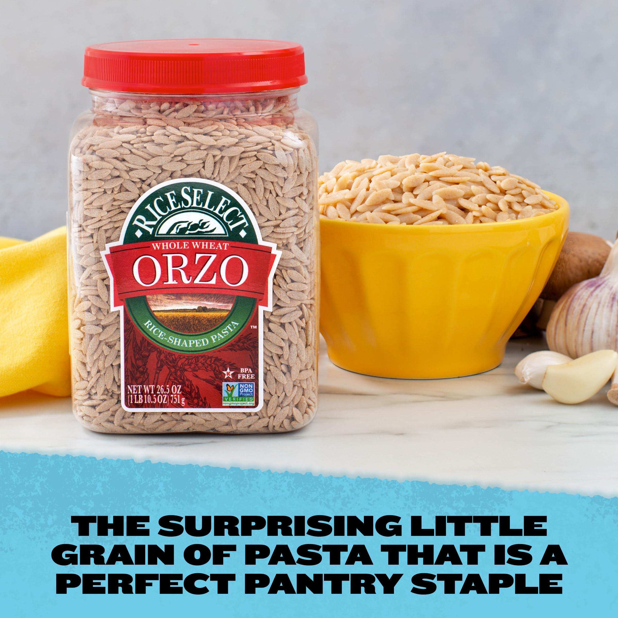 RiceSelect RiceSelect Whole Wheat Orzo Rice-Shaped Pasta, Non-GMO, Vegan, 1.66 Pound (Pack of 1)