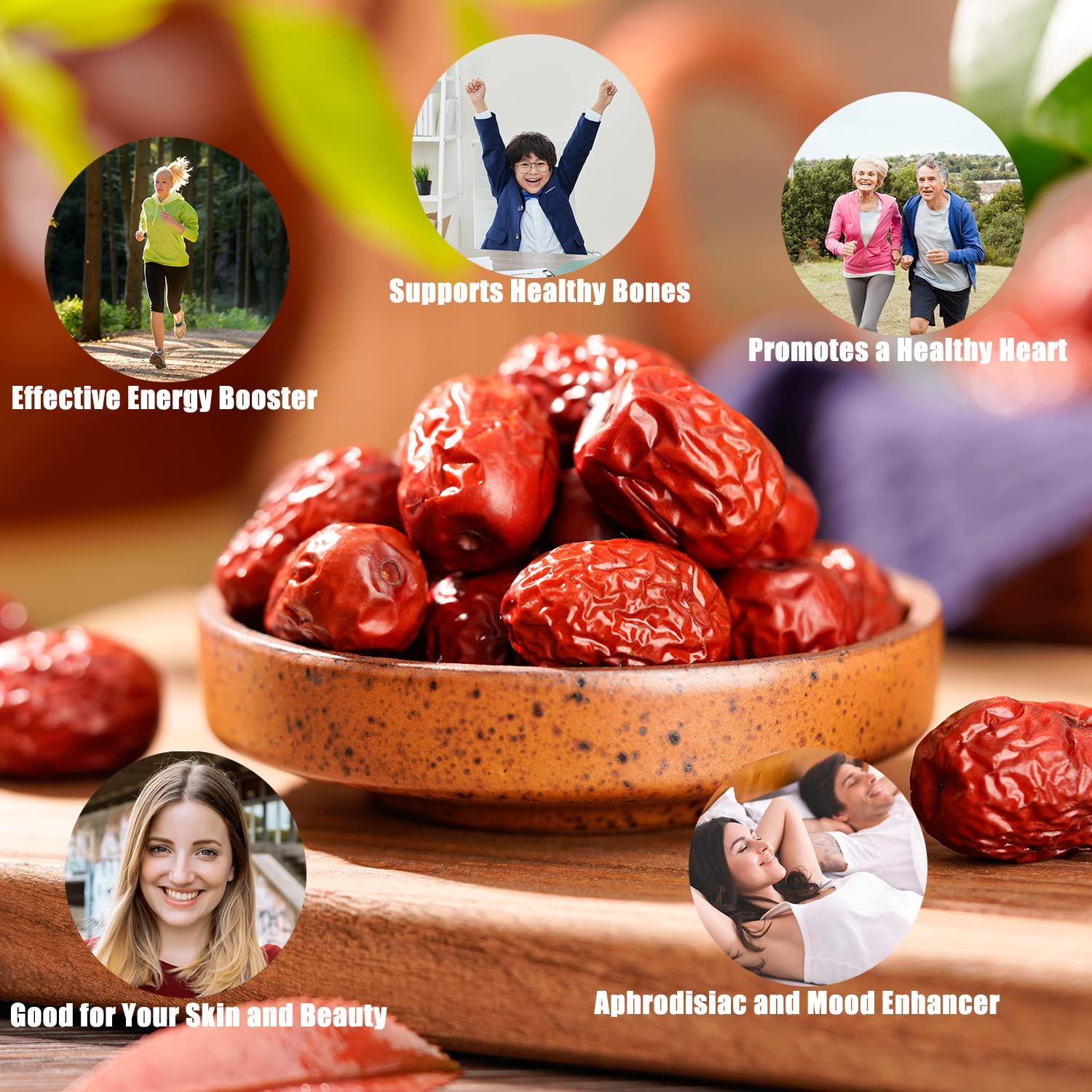 ZCFIKJ Jujube Date,Chinese Red Jujube Dates,Dried Red Date Jujubes 18 oz Organic Jujube All-Natural Non-GMO Red Dates 500g Healthy Dried Fruit