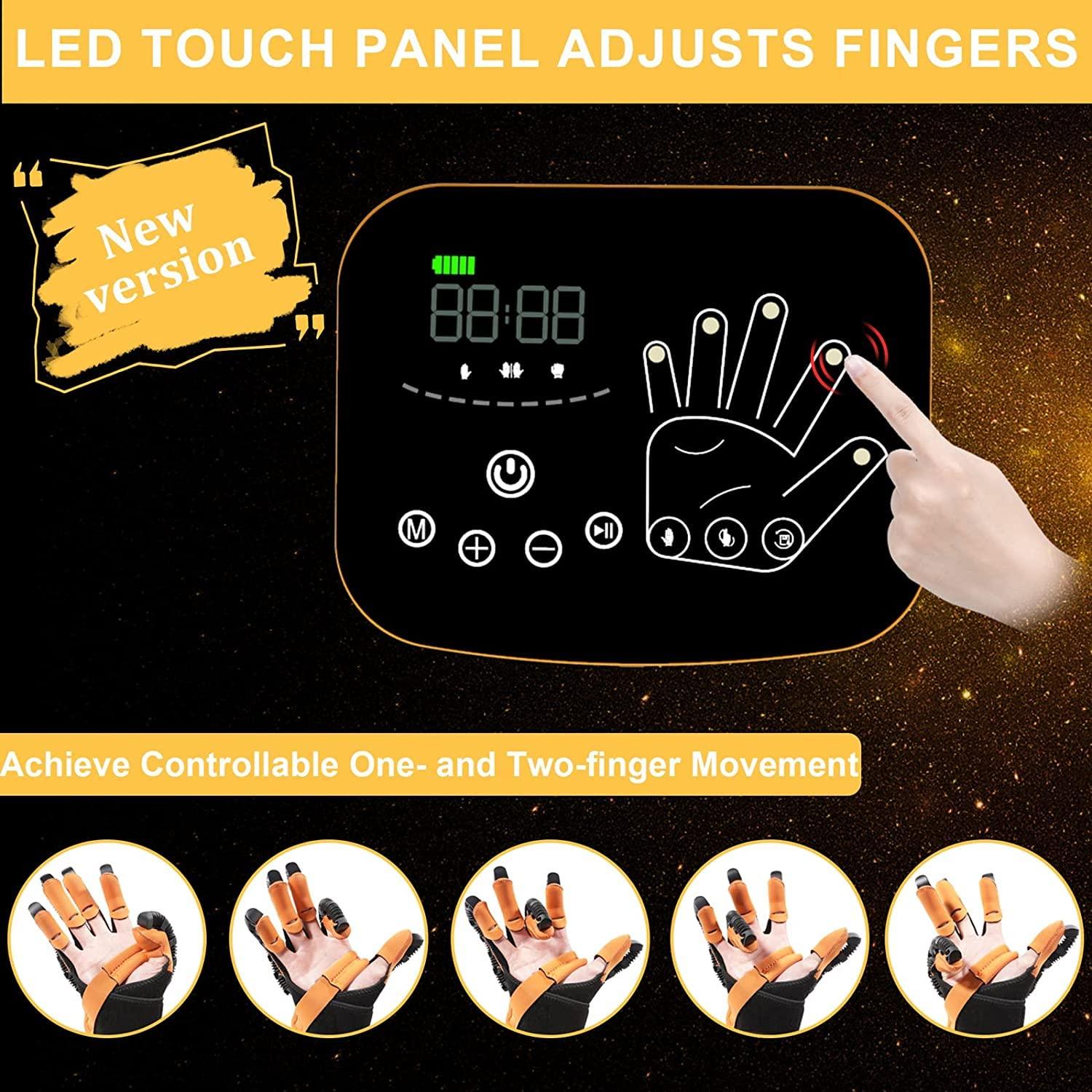 TRWNSO Rehabilitation Robot Gloves Upgrade Hemiplegia Hand Stroke Recovery Equipment with USB Chargeable and Strength Adjustment,Finger Hand Exercise Recovery Equipment (Left Hand M)