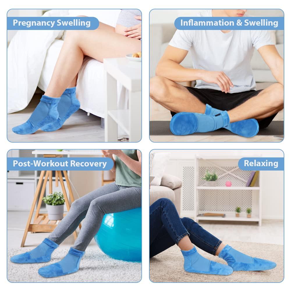 Hilph Hilph Cold Therapy Socks for Feet Pain Relief, Foot Ice Pack Cooling Socks with Reusable 4 Gel Ice Packs for Hot Feet, Neuropathy, Chemo, Plantar Fasciitis, Swelling, Post Partum Foot (Large)