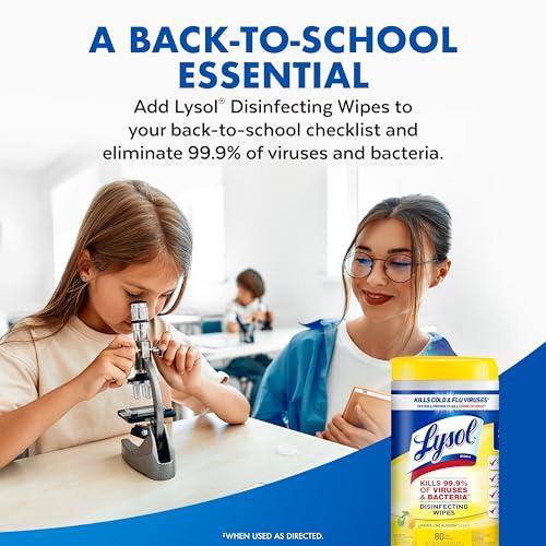 Lysol Lysol Disinfectant Wipes, Multi-Surface Antibacterial Cleaning Wipes, For Disinfecting and Cleaning, Lemon and Lime Blossom, Pack of 4 (Packaging may vary)