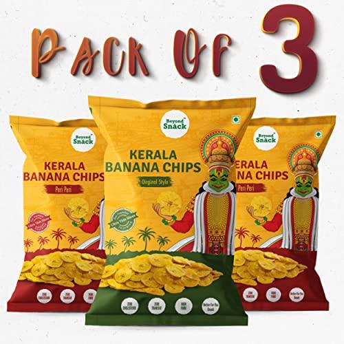 BEYOND SNACK Beyond Snck - Beyond Snack Kerala Banana Chips, No Hand Touch, Fully Automated- 2 Peri Peri & 1 Original Style, Pack of 3 (100 Grams Each)