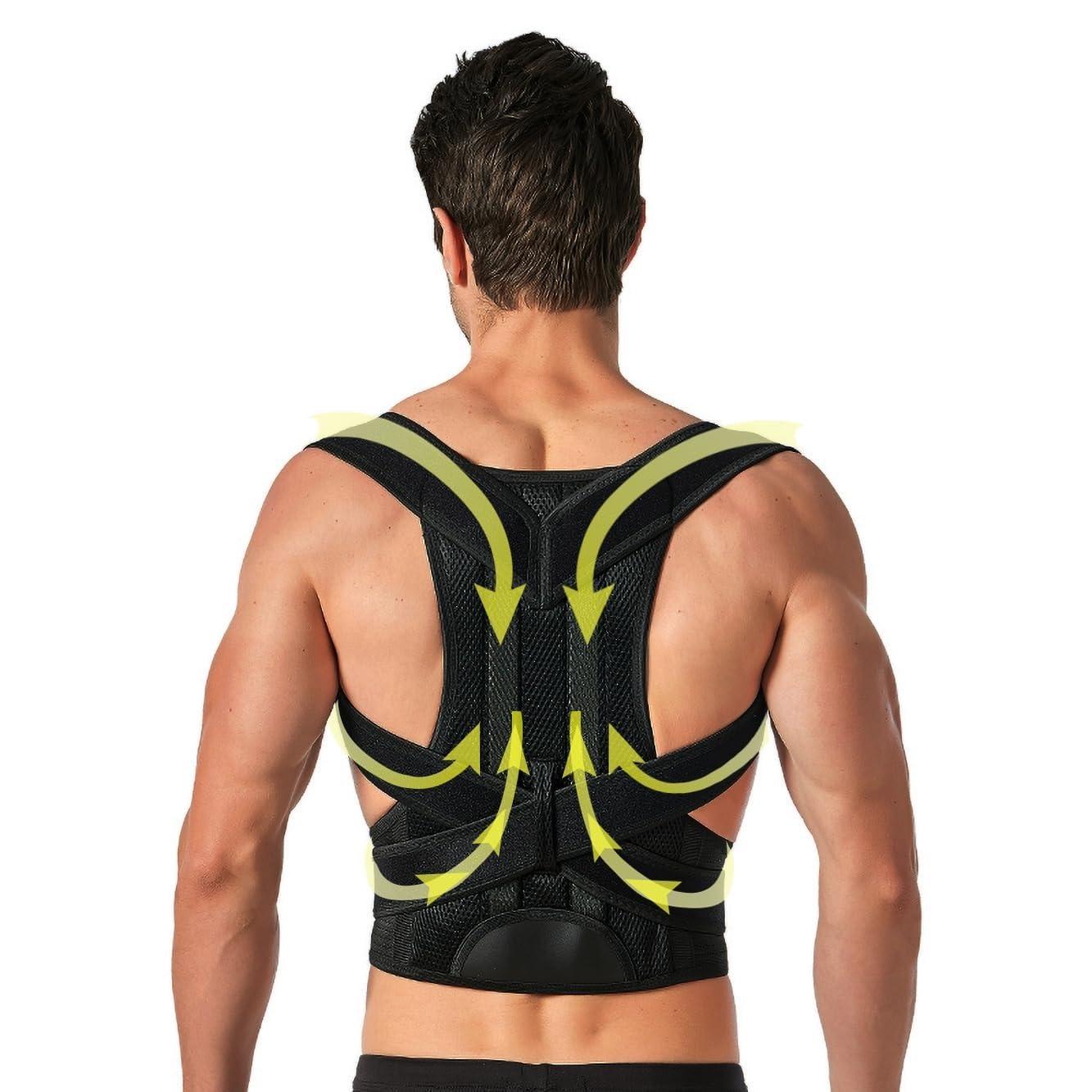 LUXRUB Full Back Support Belt Posture Corrector For Men And Women Waist Back Brace Vest Lumbar Decompression Belt Spine Shoulder Neck Waist Support Back Pain Relief (Color : Black, Size : XX-Large)