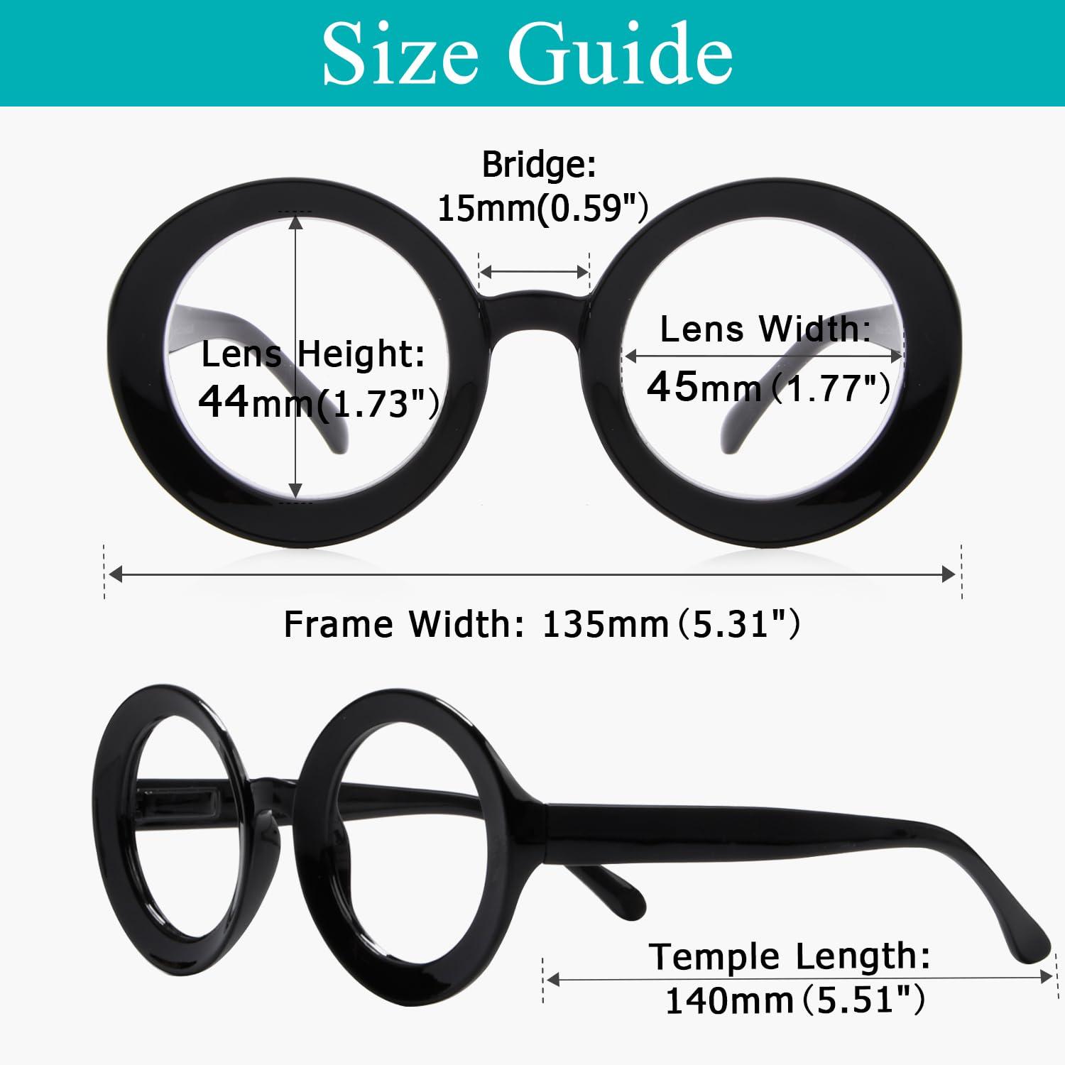 LUR LUR Oversized Round Reading Glasses for Women - 4 Pack Ladies Readers Large Frame +1.75