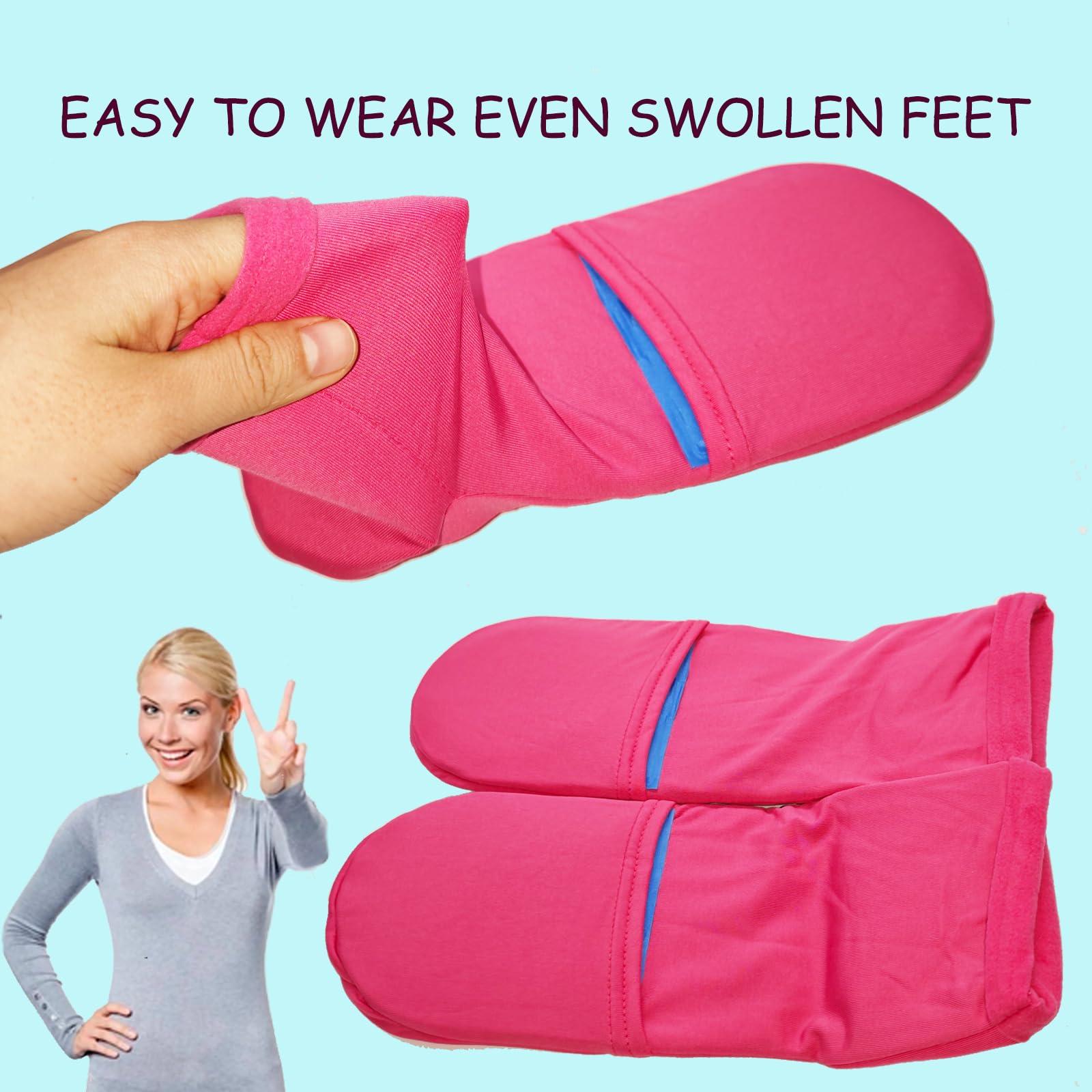 coldpa Reusable Cold Therapy Socks, Gel Ice Pack for Feet Heels Injuries Swelling, Hot and Cold Therapy Socks for Plantar Fasciitis Neuropathy Chemotherapy Pain Relief for Foot Ankle (Pink)