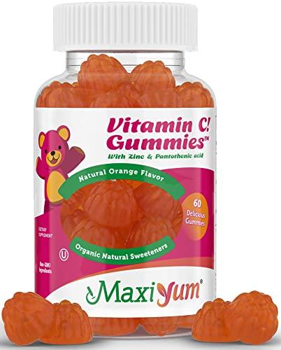 Maxi Health Vitamin C Gummies with Zinc - Maxi-Health Vitamin C with Zinc for Children and Adults - Respiratory Support and Immune Booster - No Preservatives and Artificial Flavors - 60 Fruit Shaped Gummies