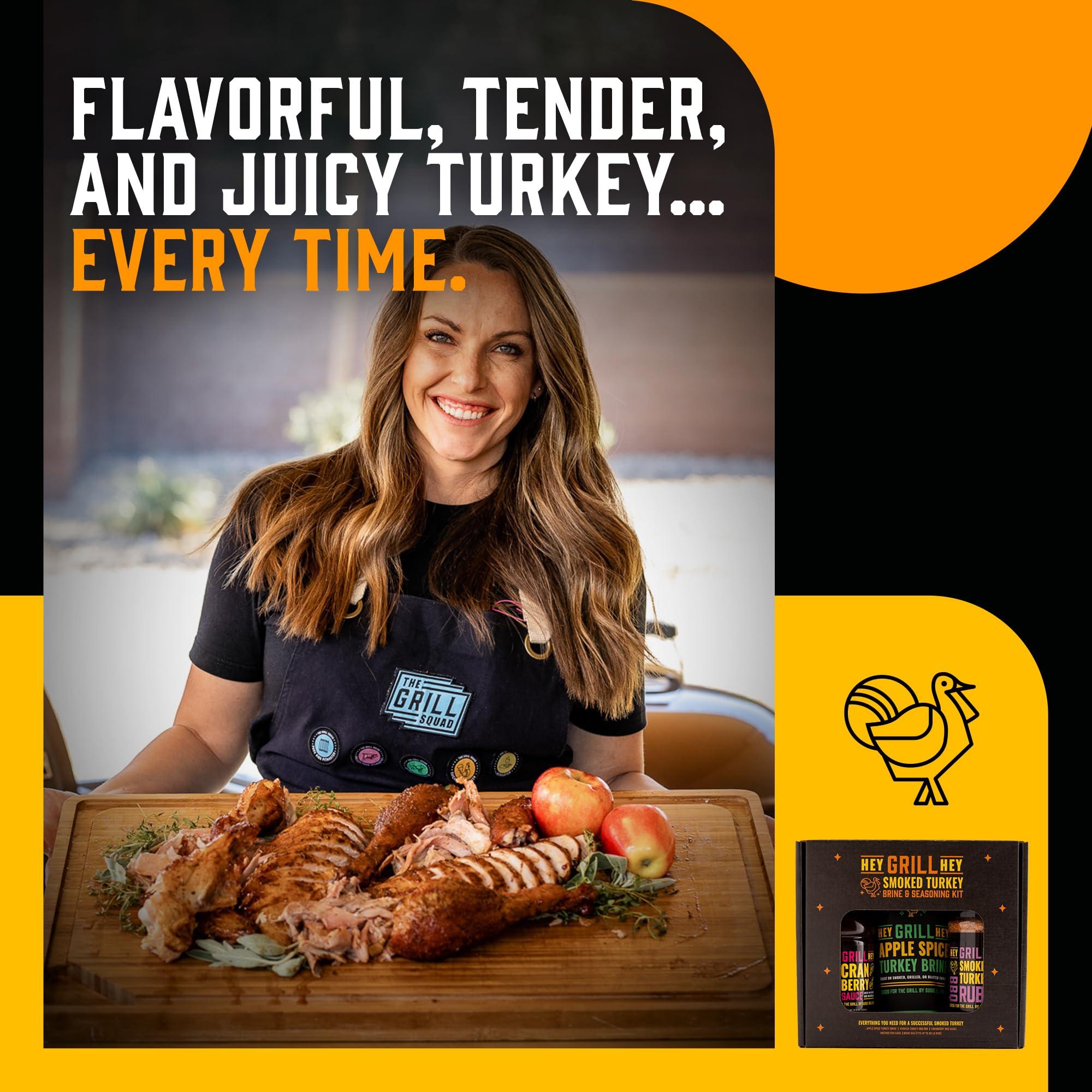 Hey Grill Hey Hey Grill Hey | Smoked Turkey Brine & Seasoning Kit | Includes APPLE SPICE TURKEY BRINE, SMOKED TURKEY RUB, and CRANBERRY BBQ GLAZE