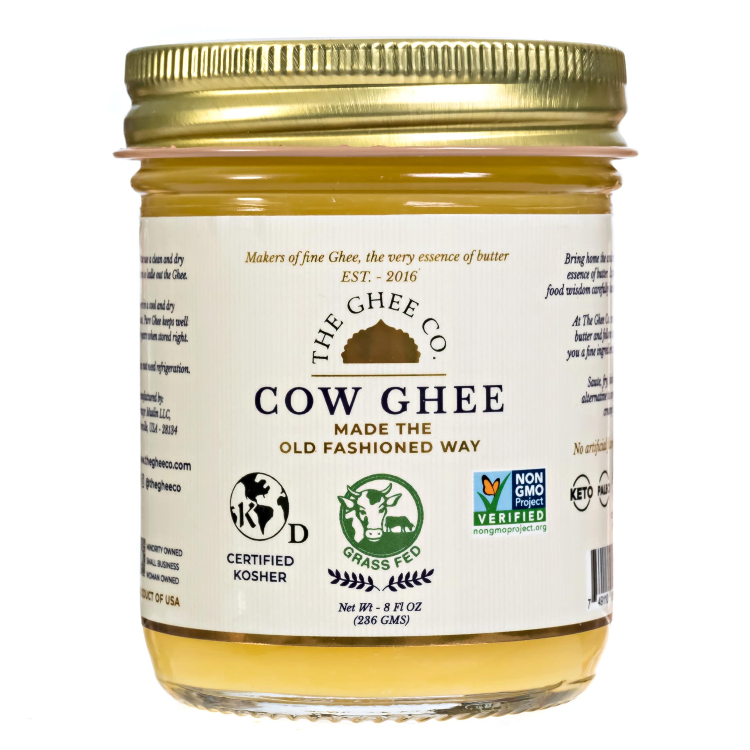 THE GHEE CO. The Ghee Co, Grass fed Ghee, 8 oz, Non GMO,Kosher and Halal, Paleo & Keto friendly, Lactose & Casein Free, Made homestyle, Glass jar
