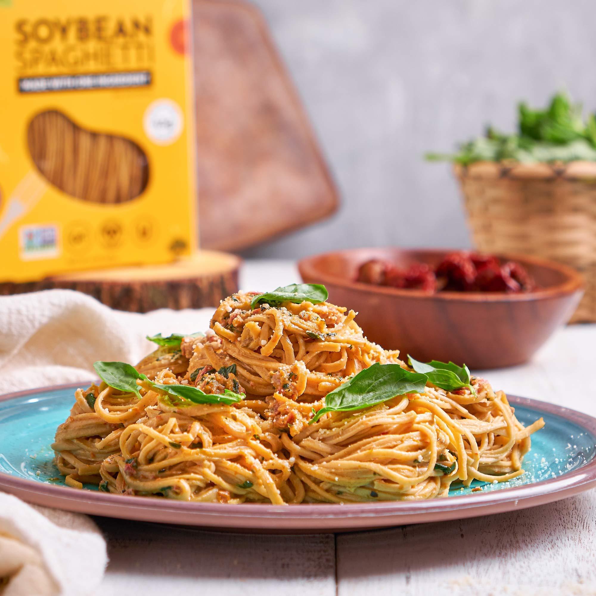 The Only Bean The Only Bean - Organic Soy Bean Spaghetti Pasta - High Protein, Keto Friendly, Gluten-Free, Vegan, Non-GMO, Kosher, Low Carb, Plant-Based Bean Noodles - 8 oz (1 Pack)