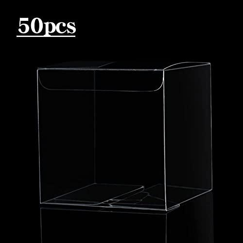 Pasotim 50Pcs Clear Plastic Boxes for Gifts PVC Packing Box Gift Packaging Transparent Box Wedding Gift Boxes Party Favors
