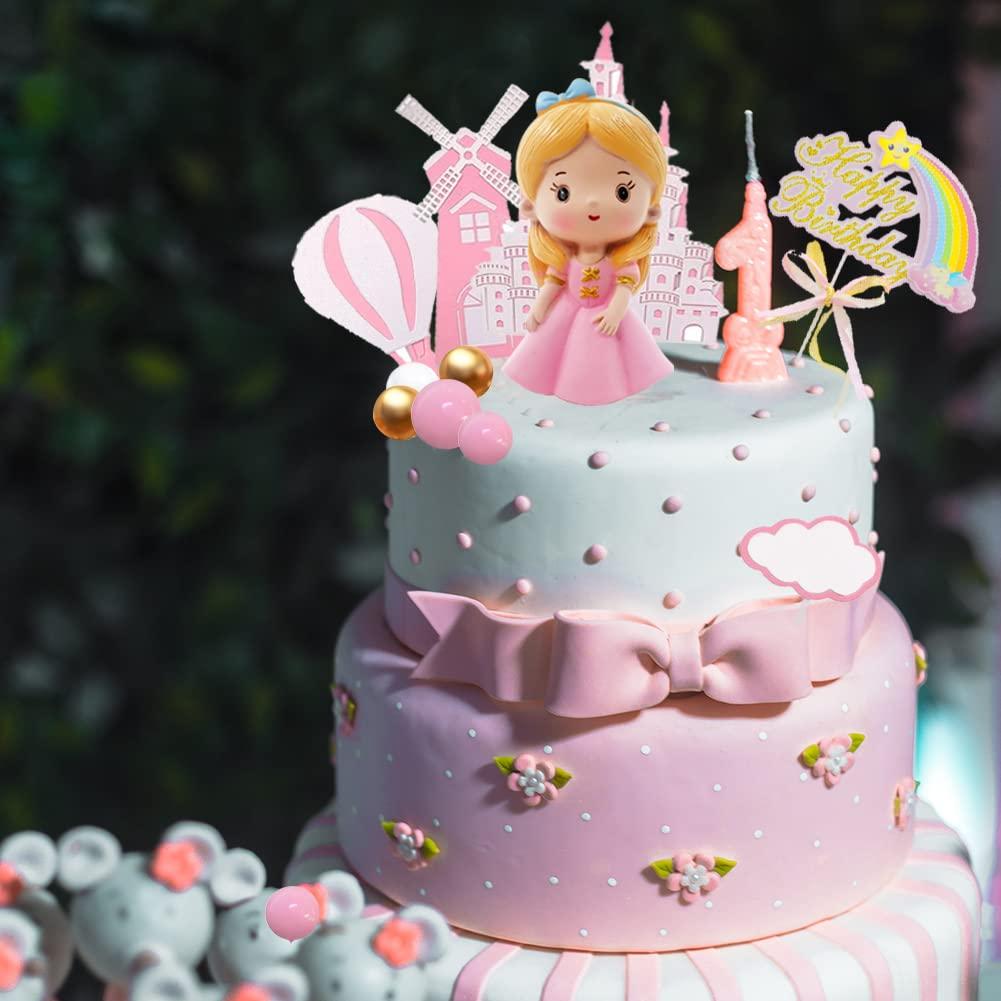 SHDIEHJFMLDH 14pcs Princess Cake Topper, Castle Cake Decoration, Princess Birthday Party Supplies for Girl Kid Birthday