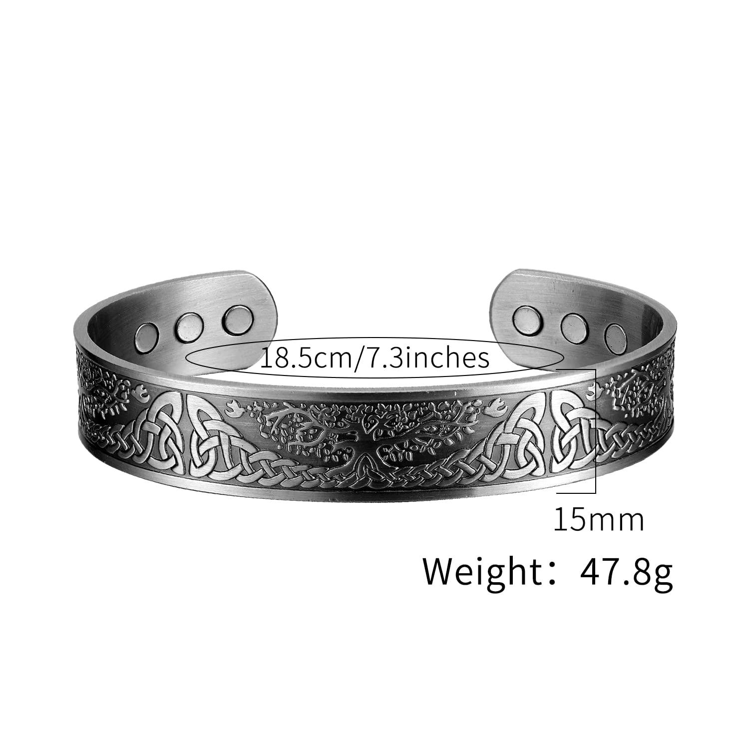 MagEnergy MagEnergy Copper Bracelet for Men Solid Copper Magnetic Bracelets Magnet Healing Jewelry Elegant Life of Tree Golf Bracelet Men