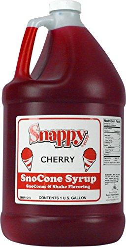 SNAPPY Snappy Cherry Sno Cone Syrup, 1 Gallon (128 ounces) Size, Ready to Use Snow Cone Machine Syrup, Flavored Syrup for Shaved Ice, 12 Snow Cone Flavor Options