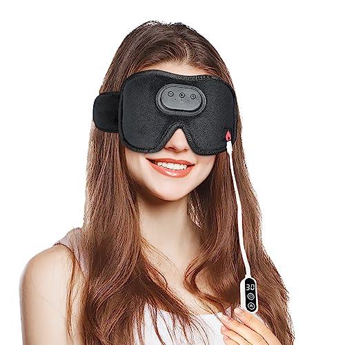 SYPVRY Heated Eye Mask with Bluetooth Headphones SYPVRY Wireless Sleep Eye Mask Headphones for Sleeping with Temperature & Timer Control, Warm Eye Compress USB Heated Mask for Dry Eyes Style, Black