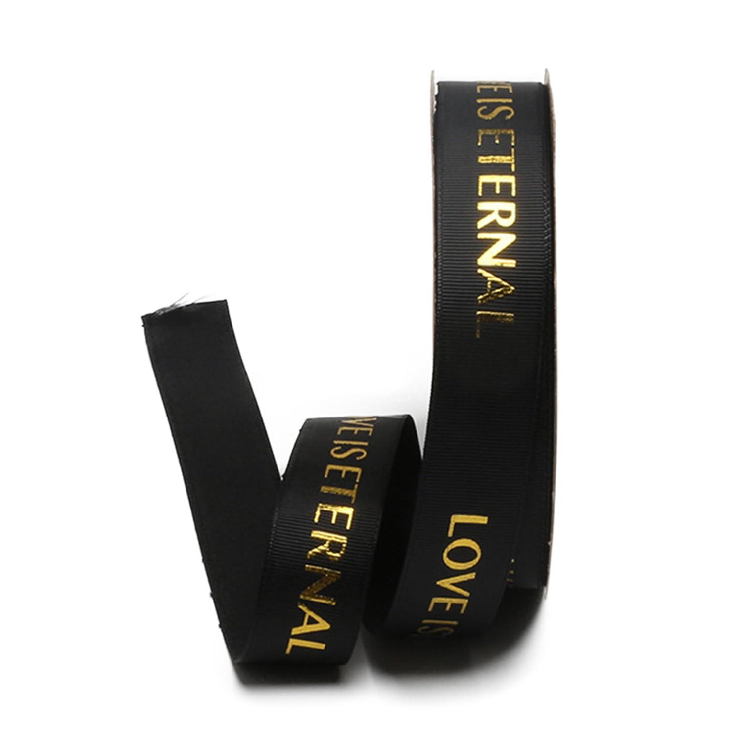 Inzegao Inzegao 1 inch x 39 Yards Hot Stamped Letters Love is Eternal Ribbed Ribbon, Hand Bouquet Ties Webbing Gift Wrap Ribbons Cake Box Ribbon