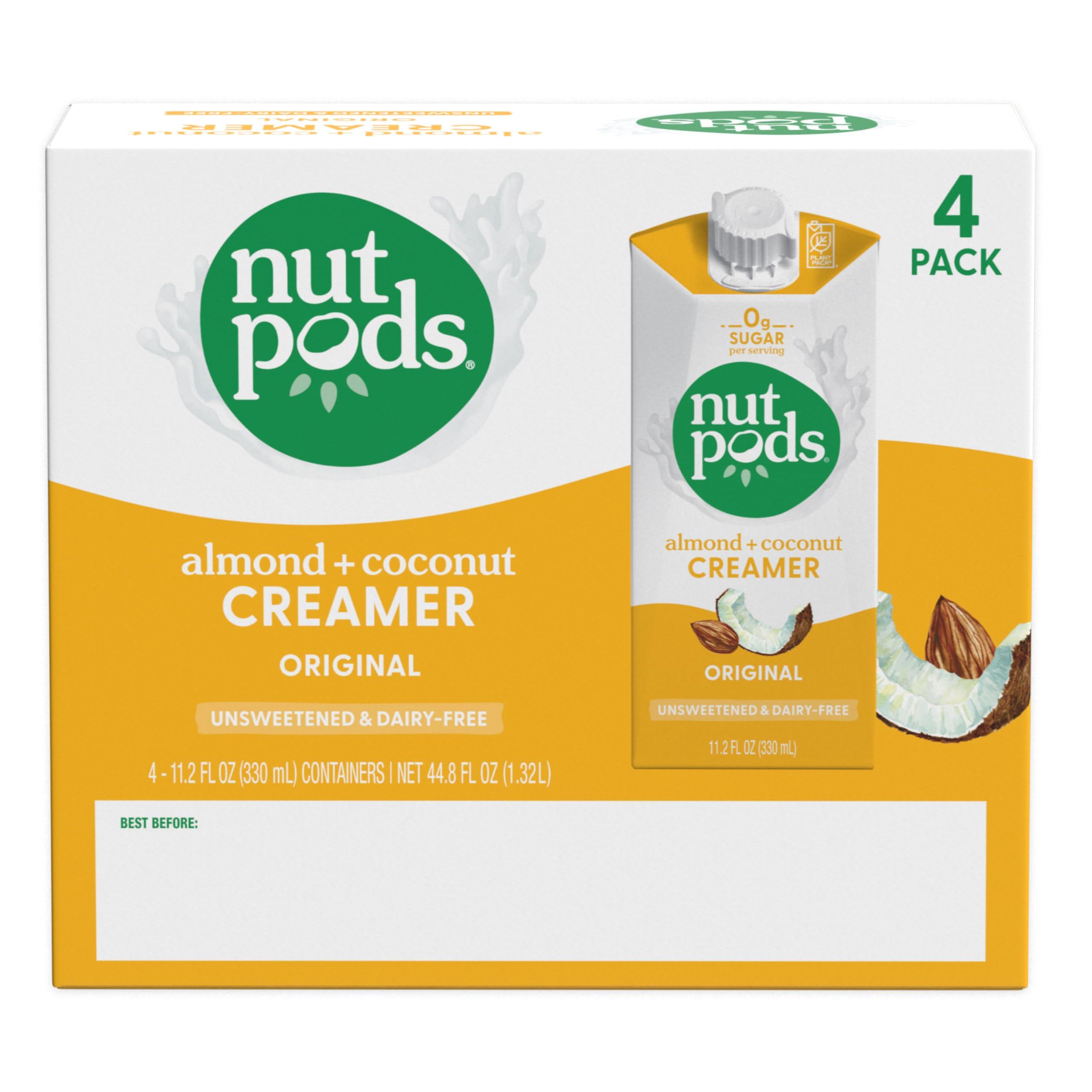 nutpods nutpods Original Coffee Creamer - Unsweetened Non Dairy Creamer Made from Almonds and Coconuts - Keto Creamer, Whole30, Gluten Free, Non-GMO, Vegan, Sugar Free, Kosher (4-Pack)