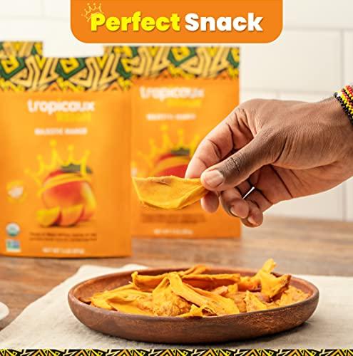 Tropicaux Reign Organic Dried Mango Slices, No Sugar Added, 16oz - All-Natural, Non-GMO, Mouth-Watering Dried Mangoes - Preservative-Free, Nutritious & Delicious Snack for Kids and Adults by Tropicaux Reign