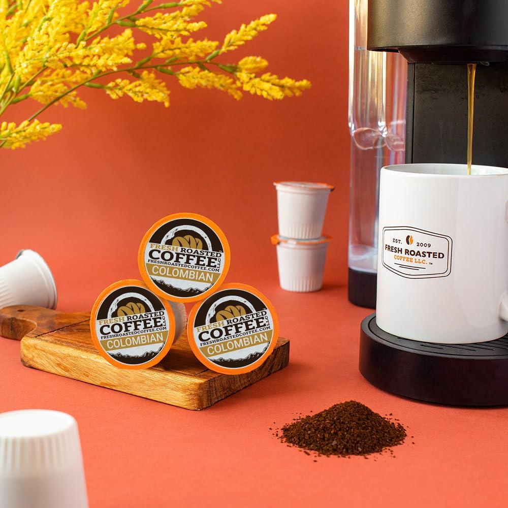 Fresh Roasted Coffee Fresh Roasted Coffee, Colombian, Medium Roast, 96 Pods for K Cup Brewers