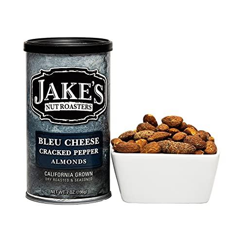 Jake's Nut Roasters Jake's Nut Roasters - Bleu Cheese Cracked Pepper Almonds (2 Pack) Whole Dry Roasted Seasoned Flavored Almonds - High-Protein Snack with Blue Cheese & Black Pepper Flavor