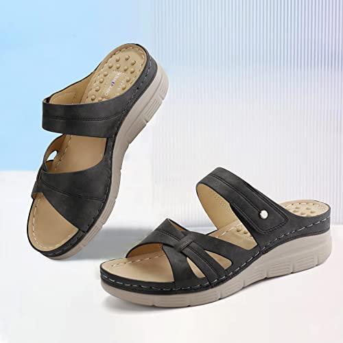 Ortho+rest Ortho+rest Women Orthotic Slides Comfortable Orthopedic Sandals Walking Sandals with Arch Support (9,Black)
