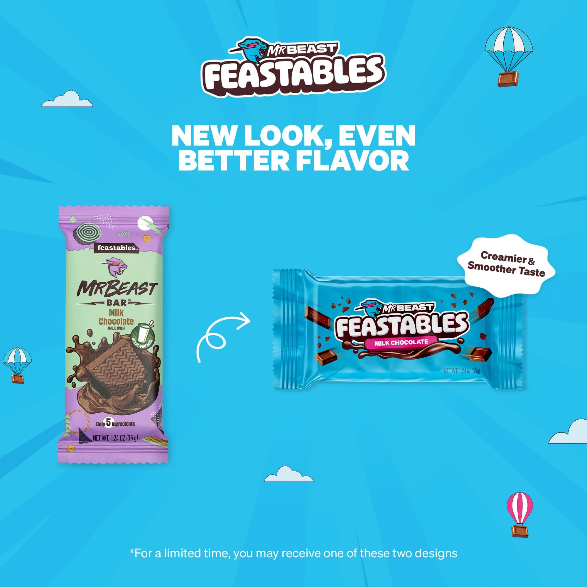 RINIUL Feastables by MrBeast Milk Chocolate Chocolate Bar, 1.24 oz (35g), 24 count