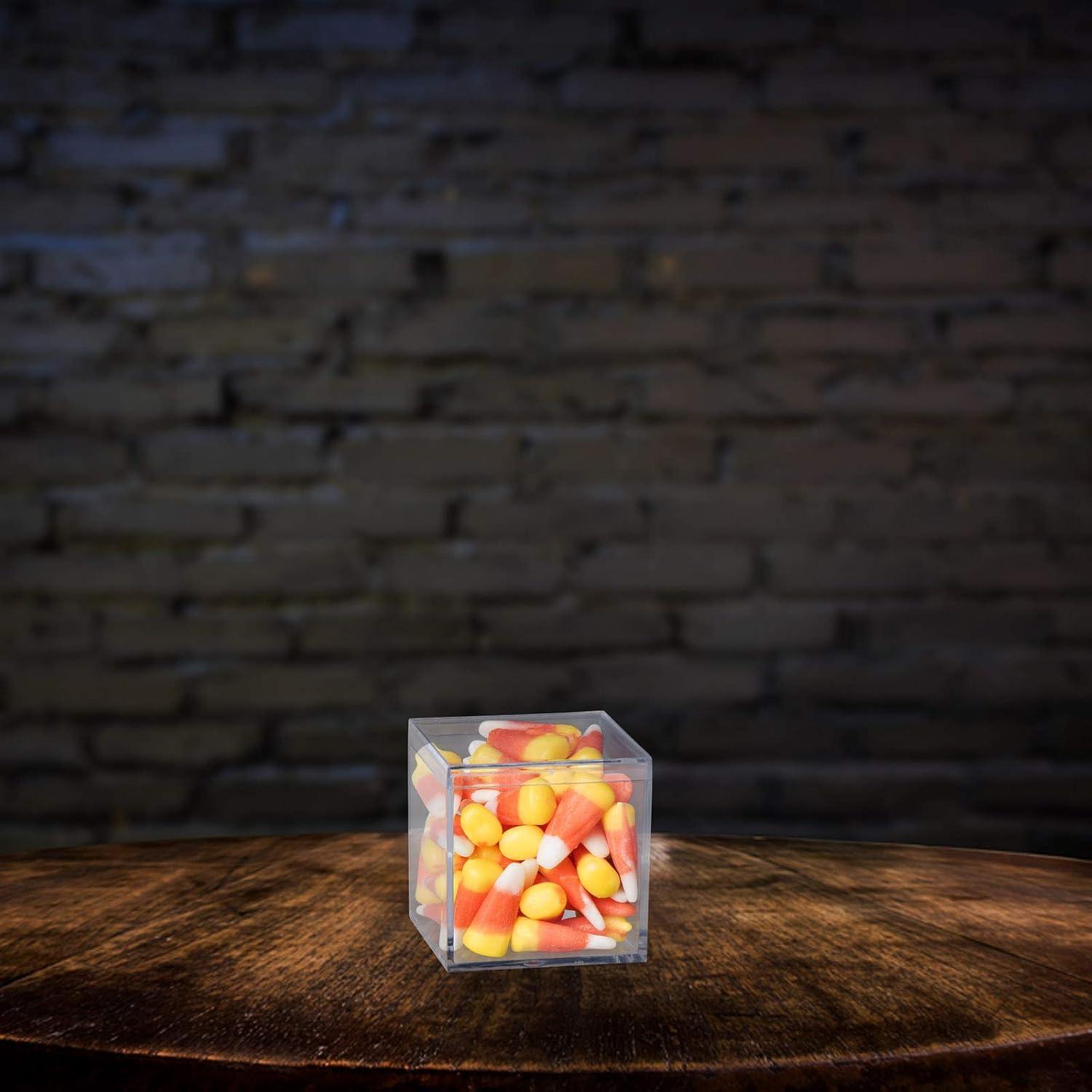 Hammont Hammont Clear Acrylic Box - Square Cube Home Storage Boxes - Bathroom Organizers | Kitchen | Office Containers - Display Box with Lid - Party Favor Gift Boxes | Measures 2.15\"x2.15\"x2.15\" | 12 Pack