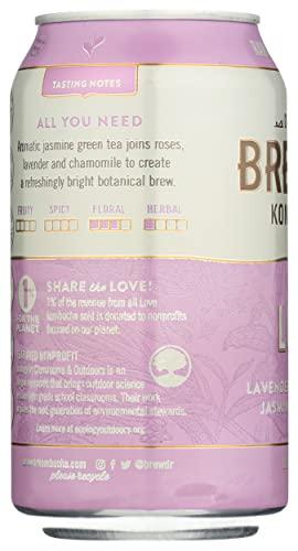 Brew Dr Brew Dr. Kombucha Organic Raw Probiotic Love Jasmine Green Tea with Lavender, Rose & Chamomile, 12 Fl Oz, (Pack of 4)