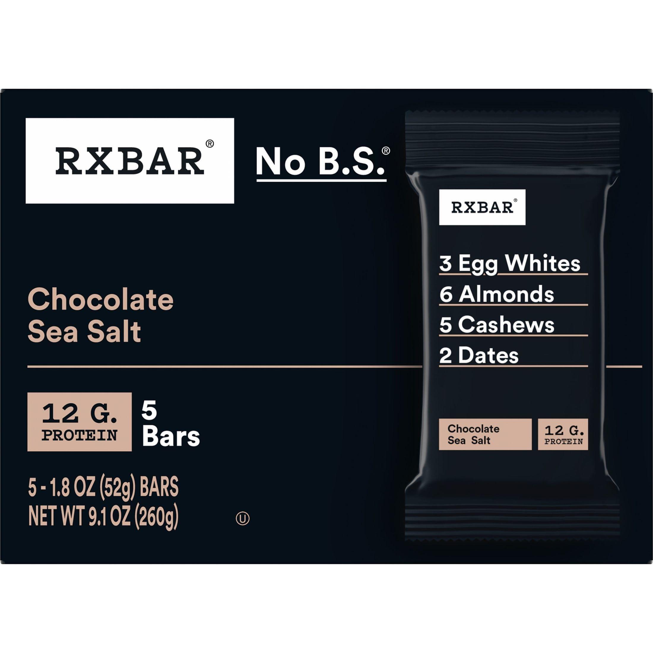 RXBAR RXBAR Protein Bars, 12g Protein, Gluten Free Snacks, Chocolate Sea Salt (6 Boxes, 30 Bars)