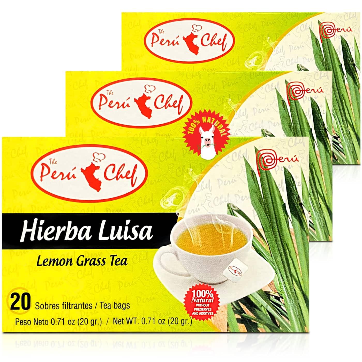 Peruchef Peruchef Te Hierba Luisa 20 Sobres Filtrantes | 20 Tea Bags of Lemon Grass from Peru 3 Pack