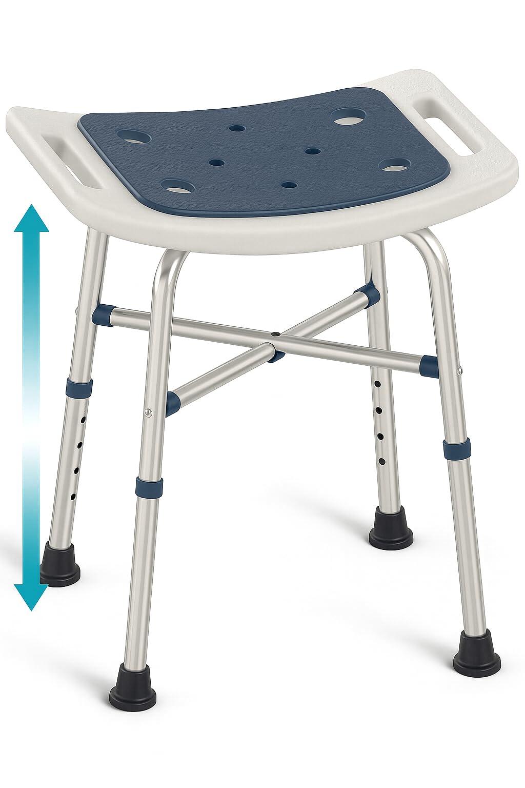 PELEGON Shower Stool - Shower Chair for Inside Shower (350 lb) - Adjustable Height Shower Stool - Shower Seats for Adults, Bath Stools for Shower, Shower Chair, Shower Stools for Adults Sitting - Dark Blue