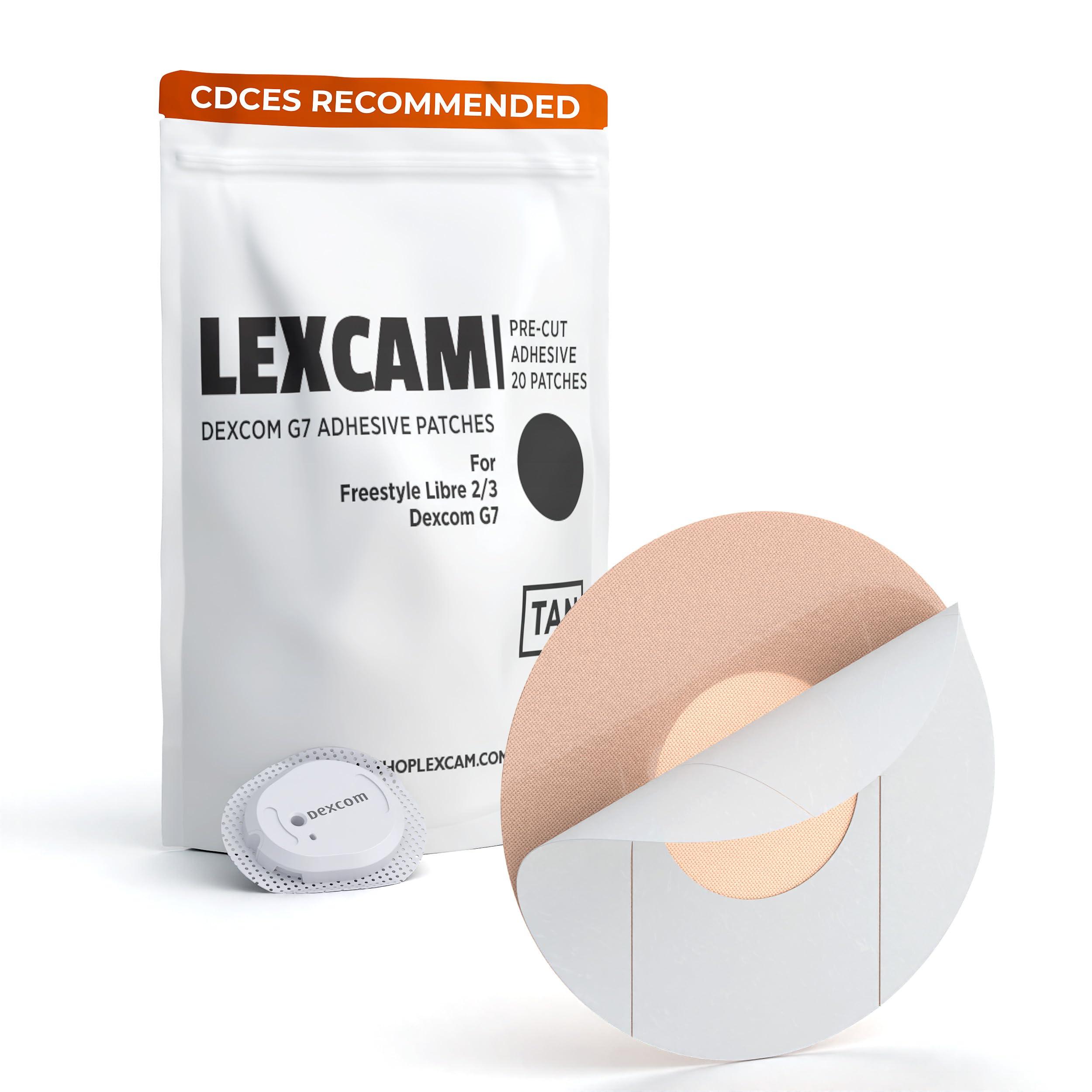 Lexcam Dexcom G7 and Stelo Adhesive Patches, Pack of 20, Lexcam CGM Covers, Color Tan, Sensor is NOT Included