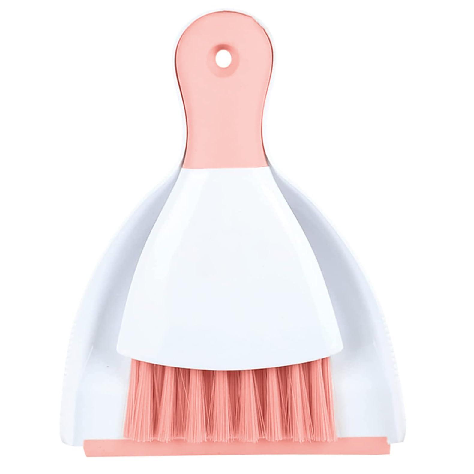 WDDBHSKN Dust pan Broom Brush Dustpan - Small Broom and Dustpan Set,Mini Broom and Dustpan,Small Dustpan and Brush Set for Home Cleaning, Sofa, Desk, Guinea Pig Cage, Cat Litter etc.Pink