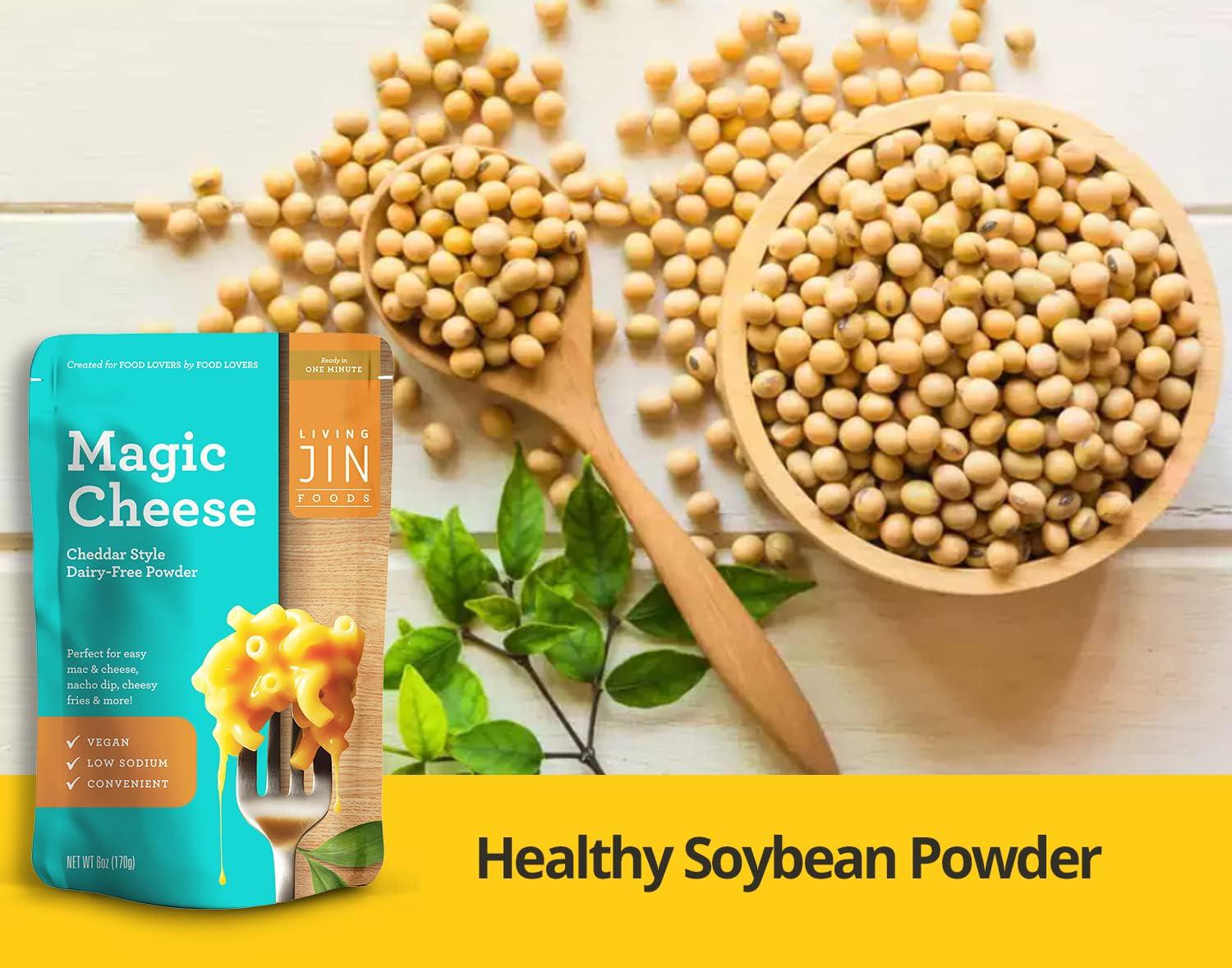 LIVING JIN Vegan Cheese Powder for making Vegan Cheese Sauce, Dairy Free Cheese Powder, Plant Based Cheese, Cheddar Cheese Flavor, Vegan Mac & Cheese, Vegan Nacho Cheese, Cheese Dip (6oz powder makes 14oz sauce)