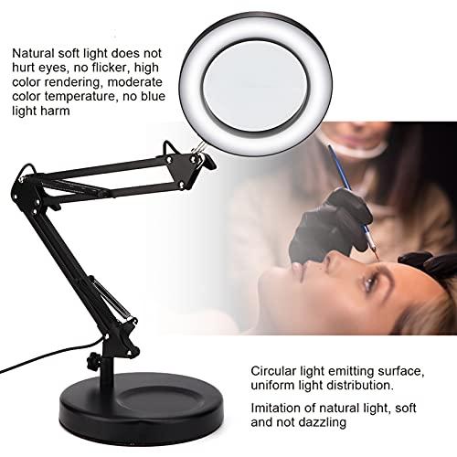 ANGGREK Magnifying Glass lamp, Dimmable Magnifying Lamp Adjustable Swing Arm Lighted Magnifier Desk Lamp USB Desktop Magnifying Glass Lamp Tattoo can be Folded for Repair, Crafts, Close Work