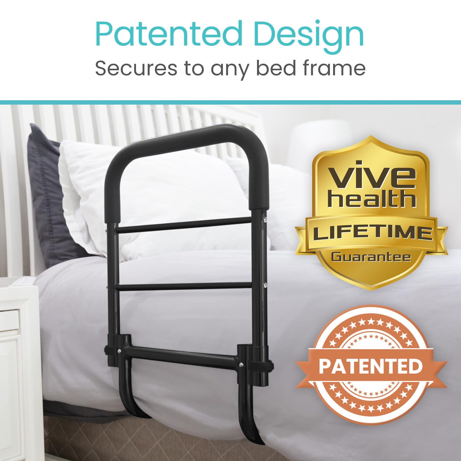 Vive Vive Bed Assist Rail for Elderly Adults Safety - Height Adjustable Bed Cane with Handrails for Bedroom - Compact Bedside Hand Railing for Home & Hospital - Fits Queen, King, Twin, Full Mattress