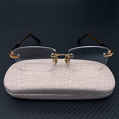 NWB NWB Rimless Reading Glasses Blue Light Blocking for Men,Crystal Clear Lens,Metal Frame Spring Hinges Readers Anti Glare