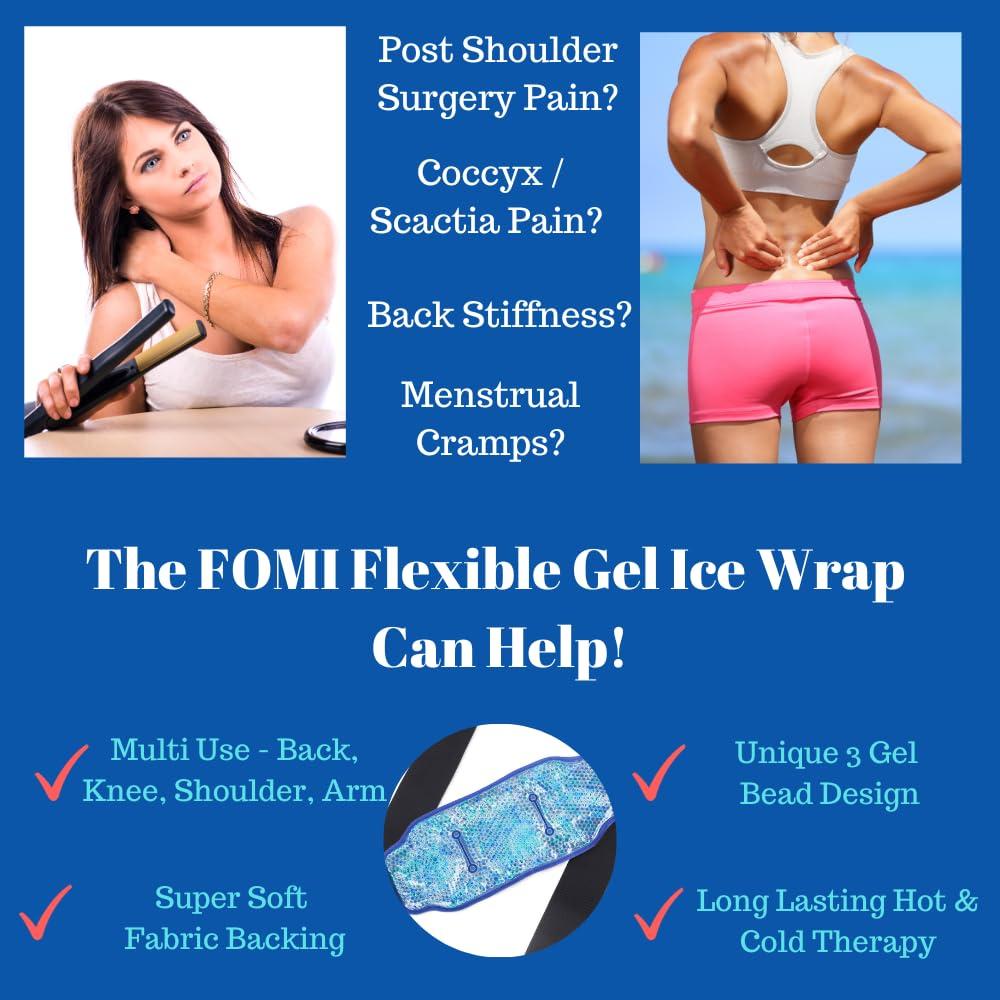 FOMI Premium Hot Cold Gel Bead Ice Pack by FOMI Care | Cool Compress for Lower Back, Shoulder, Knee, Bicep, Stomach | Coccyx, Sciatica, Tailbone Pain Relief | Flexible, Reusable Heating Pad | (Blue)