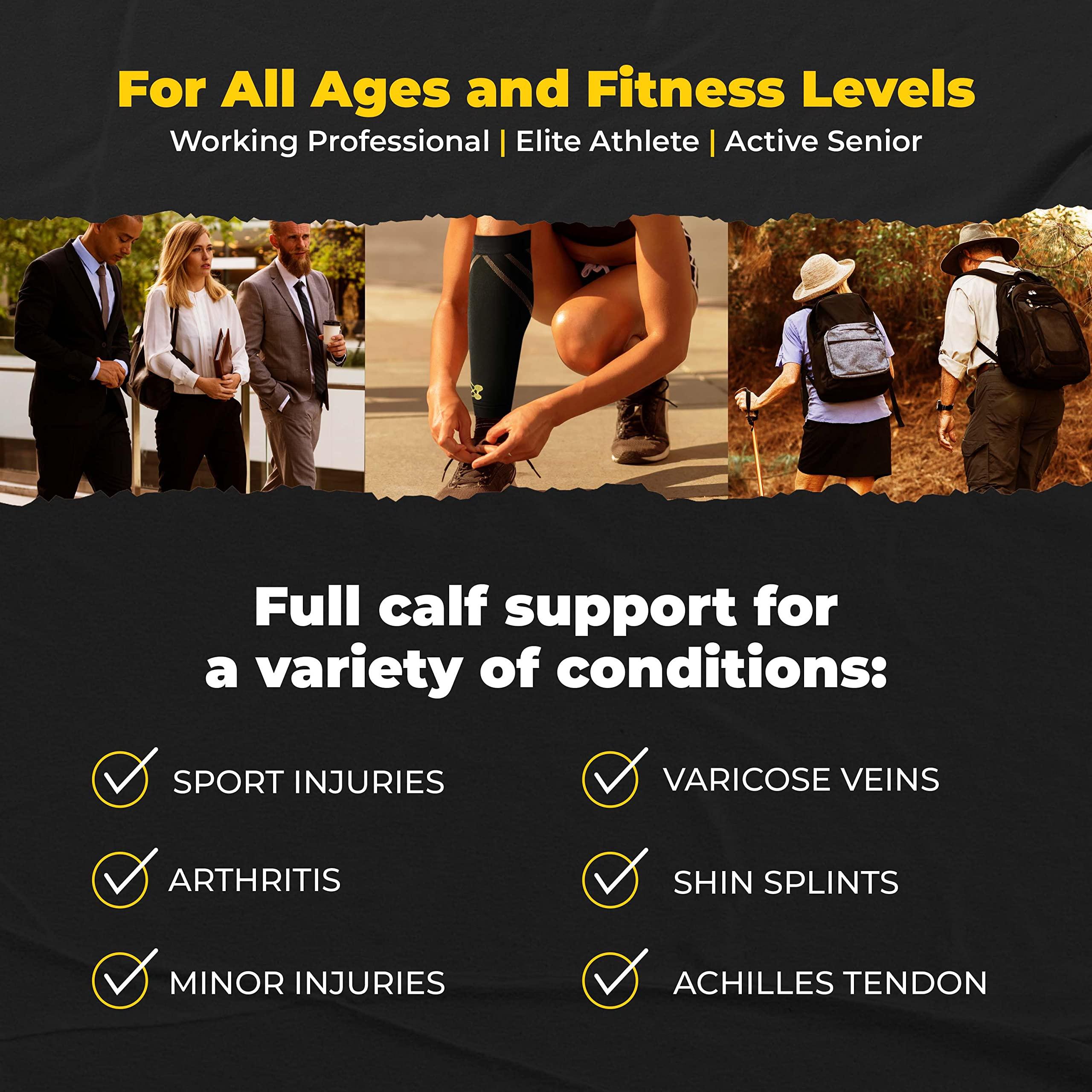 CopperJoint Calf Compression Sleeve for Men & Women Leg Compression Sleeve for Shin Splint Relief, Leg Cramps, Varicose Vein Compression Leg Sleeve, Calf Sleeves for Runners -Copper Infused Nylon 20-30mmHg Large