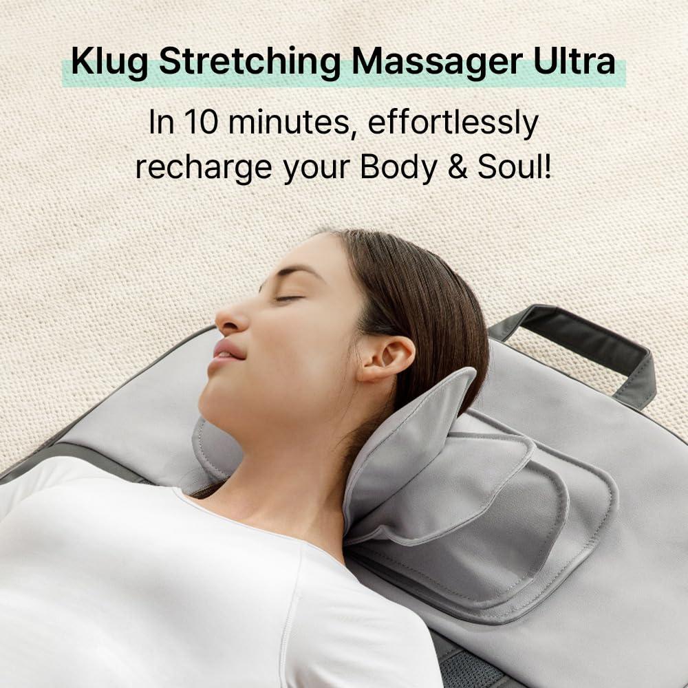 Klug Klug Stretching Massager Ultra, Effortless auto-Stretching Mat, Ease Back & Neck Pain with 3 Intensity Levels 7 Exceptional Programs, 2 Levels of Heat Function, Foldable & Portable Design