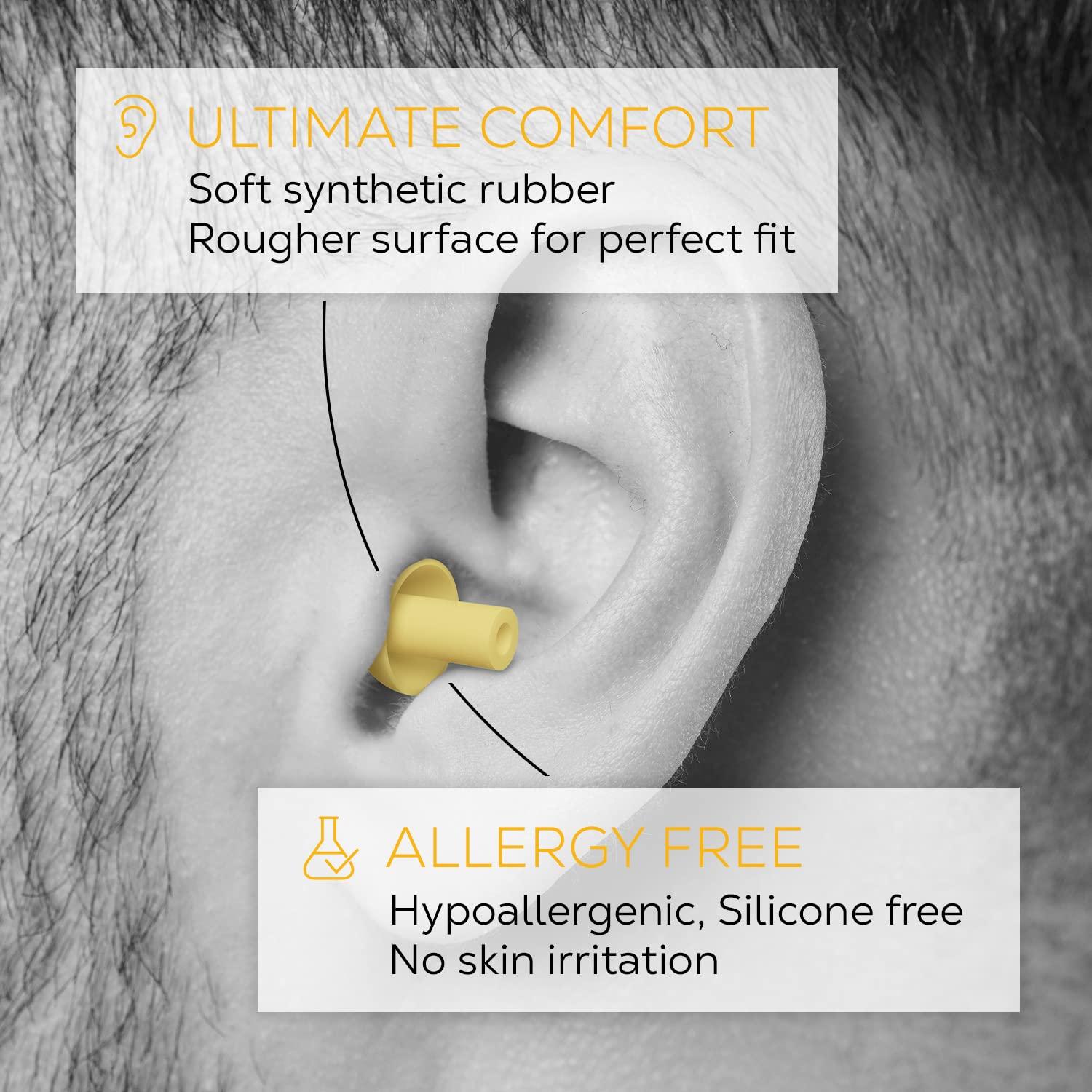 Shush Shush Biker Earplugs - High Performance Hearing Protection Against Wind Noise - Ceramic Filter (SNR 24dB) for Superior Sound Quality - Better Focus - Reusable Over 365 x Ochre Yellow