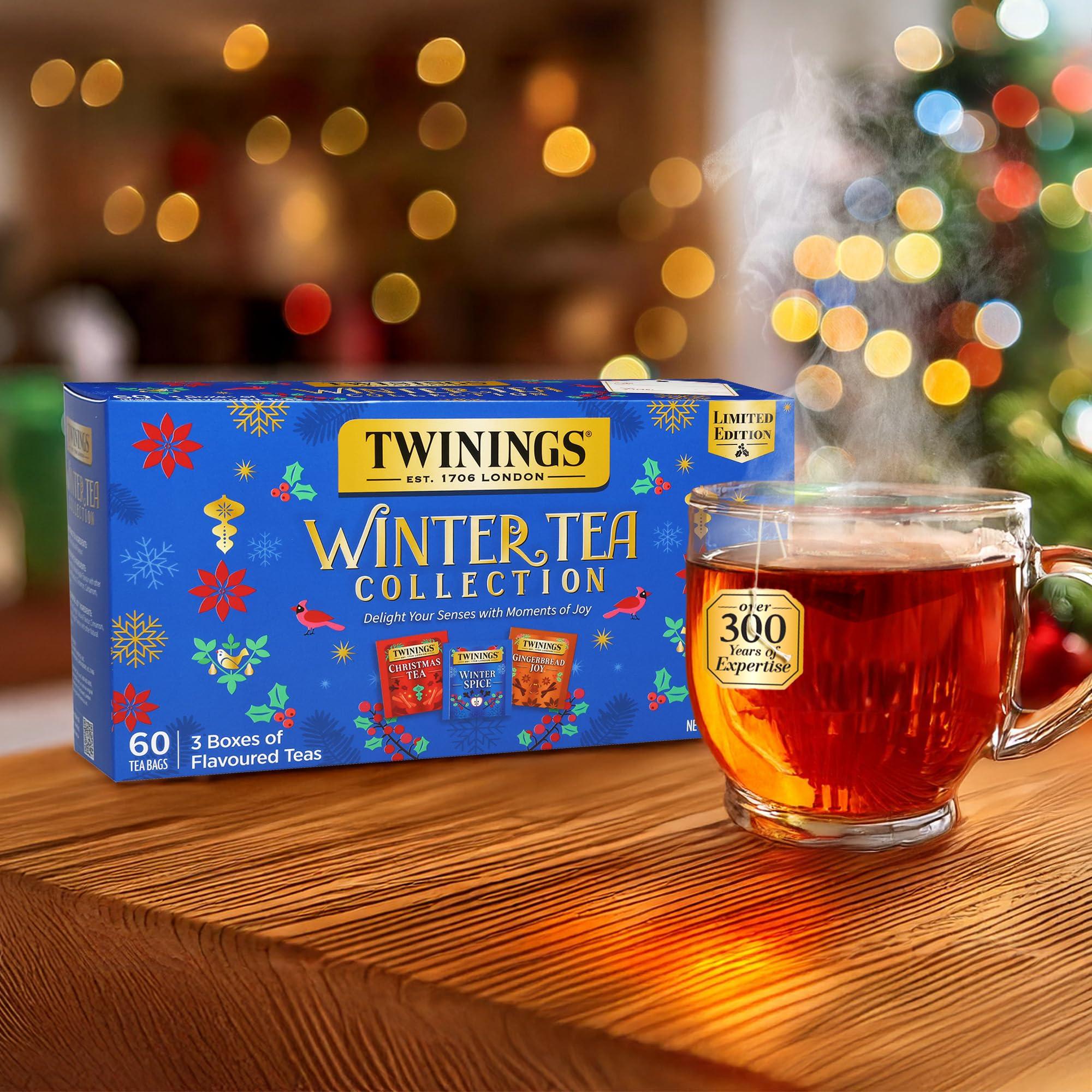 Twinings Twinings Winter Tea Collection, Limited Edition Holiday Gift Box, 20 Count (Pack of 3), Includes Christmas Tea, Winter Spice, and Gingerbread Joy, Enjoy Hot or Iced