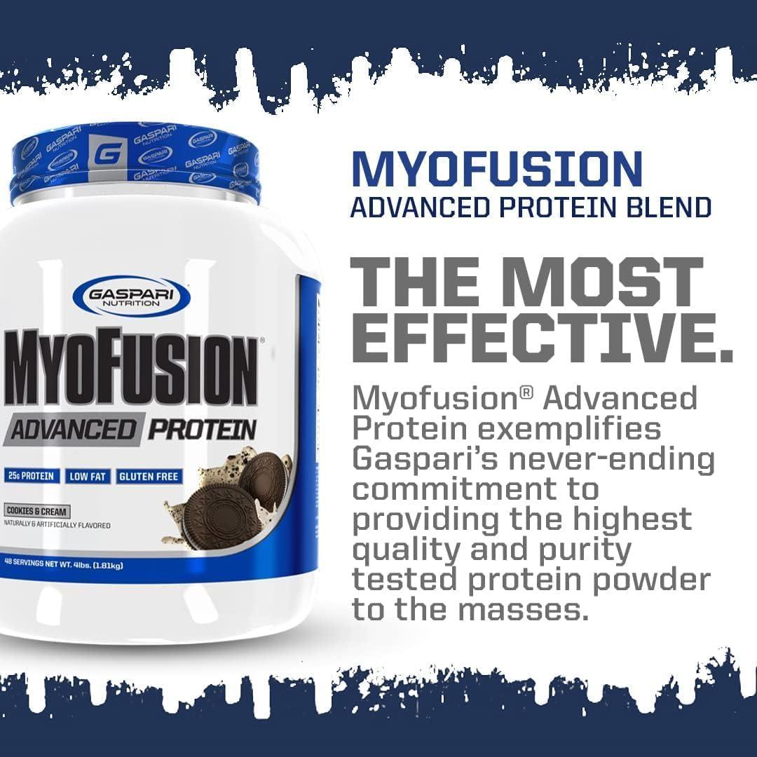 Gaspari Nutrition Gaspari Nutrition Myofusion Advanced Protein, Protein Blend with Whey Protein, Casein Protein and Isolate Protein, Low Fat and Gluten Free (Birthday Cake, 4 Pound)