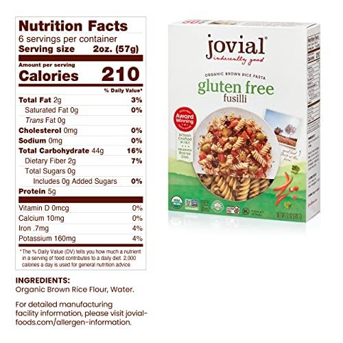 Jovial Jovial Whole Grain Brown Rice Fusilli Pasta - Pasta Fusilli, Fusilli Pasta, Whole Grain Pasta, Organic Pasta, Gluten Free, Dairy Free, Brown Rice Pasta, Award Winning Taste, Made in Italy - 12 Oz