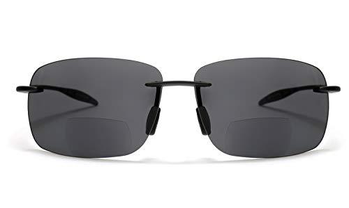 SAMBA SHADES SAMBA SHADES Maui Sports Navigator Bifocal Sun Readers Sunglasses for Men and Women Ultra Flex TR90 Black +2.25