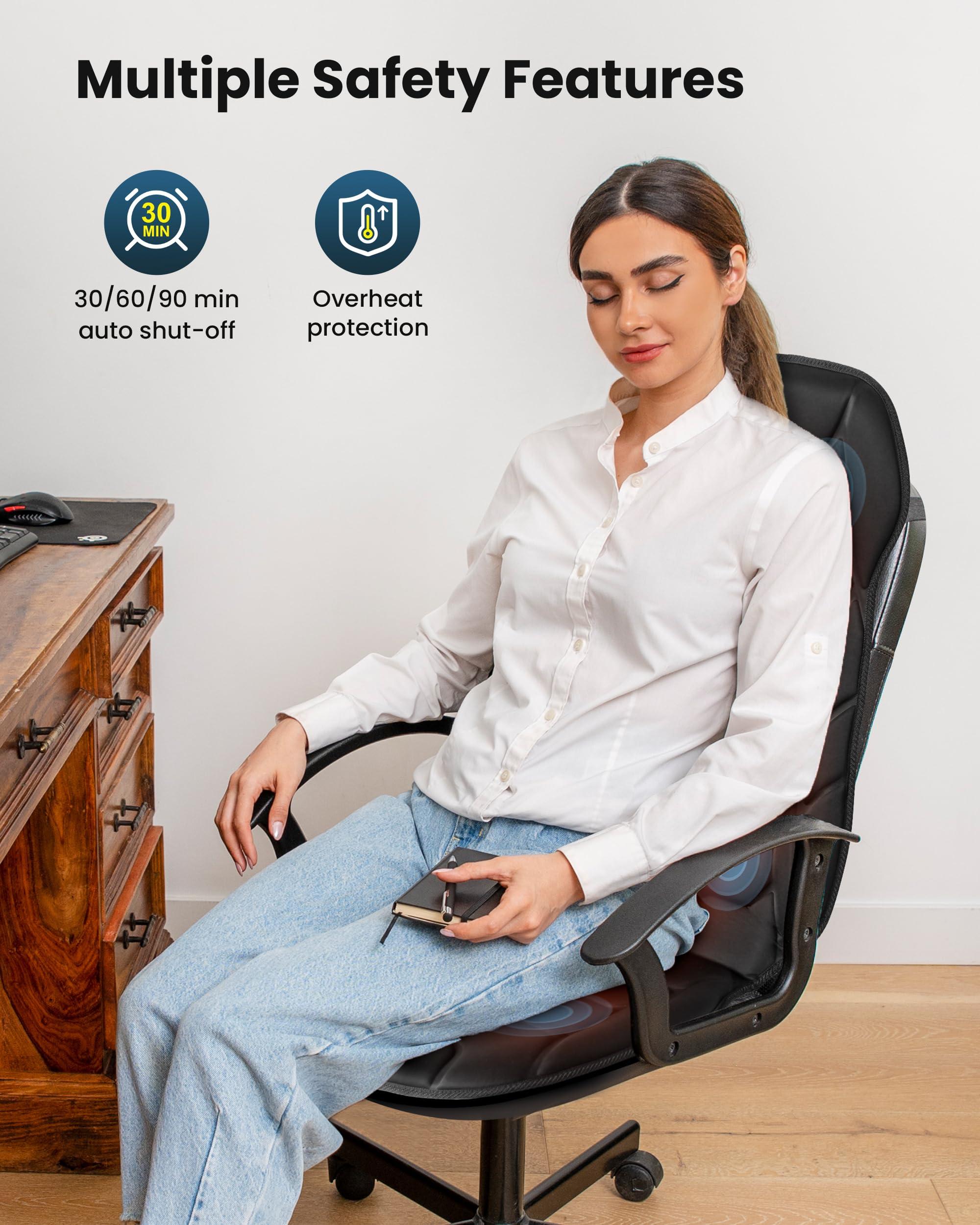 COMFIER COMFIER Back Massager with Heat, Vibration Massage Seat Cushion with 8 Massage Nodes & 5 Modes, Adjustable Chair Massage Pad for Home Office, Heated Chair Pad,Gifts for Him Her