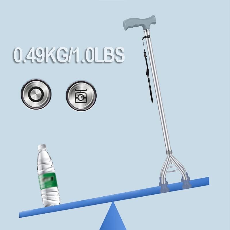 NineLife Basics Silver Quad Cane, Walking Cane for Men and Women, Adjustable Walking Sticks with Wrist Strap, 4-Pronged Base for Extra Stability, 1 Unit