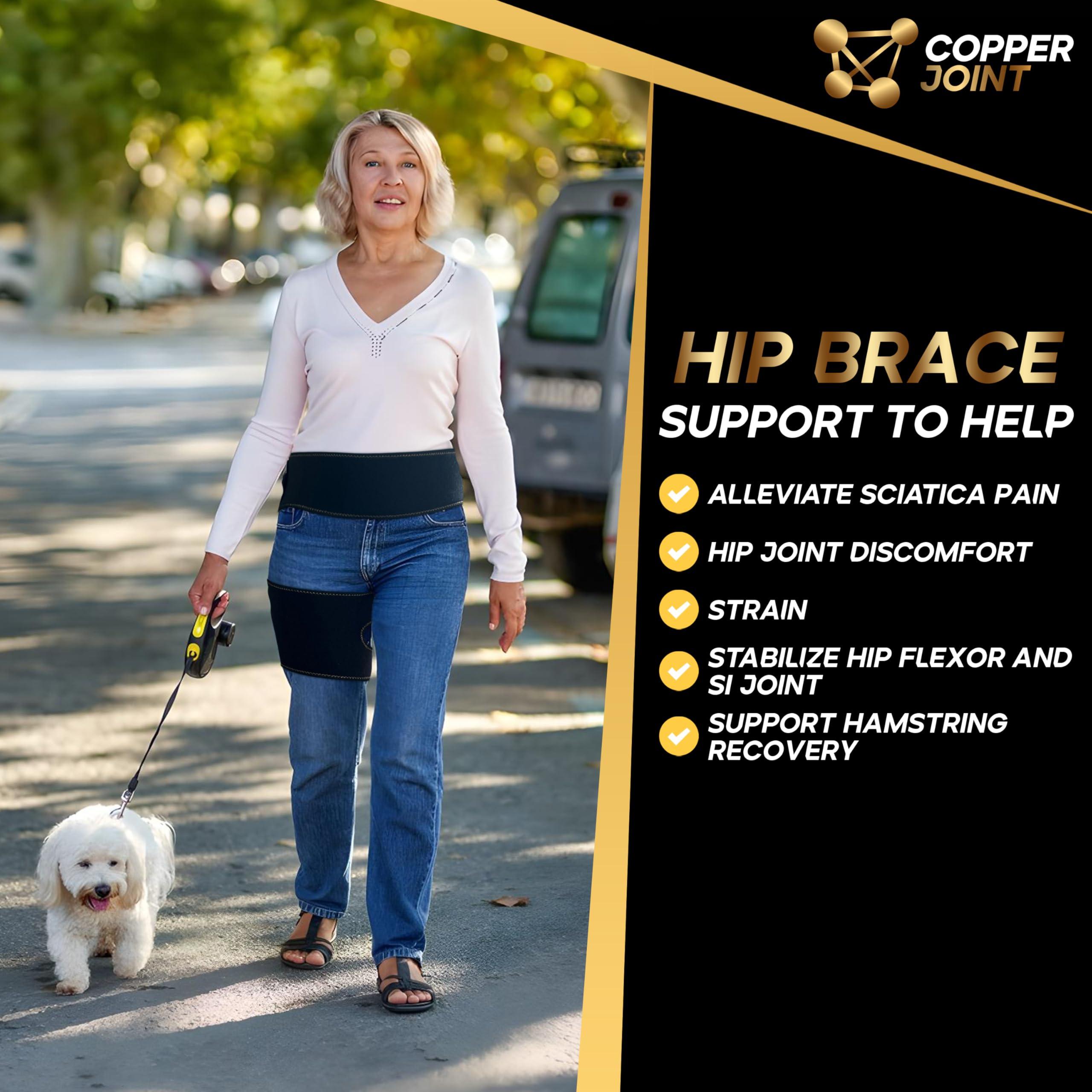 CopperJoint CopperJoint Copper Hip Brace For Sciatica Pain Relief - Hip Pain Relief, Sciatic Nerve Brace & Sciatica Hip Brace Ideal As Hip Flexor Compression Wrap, Hamstring Compression Wrap, Hip Compression Wrap