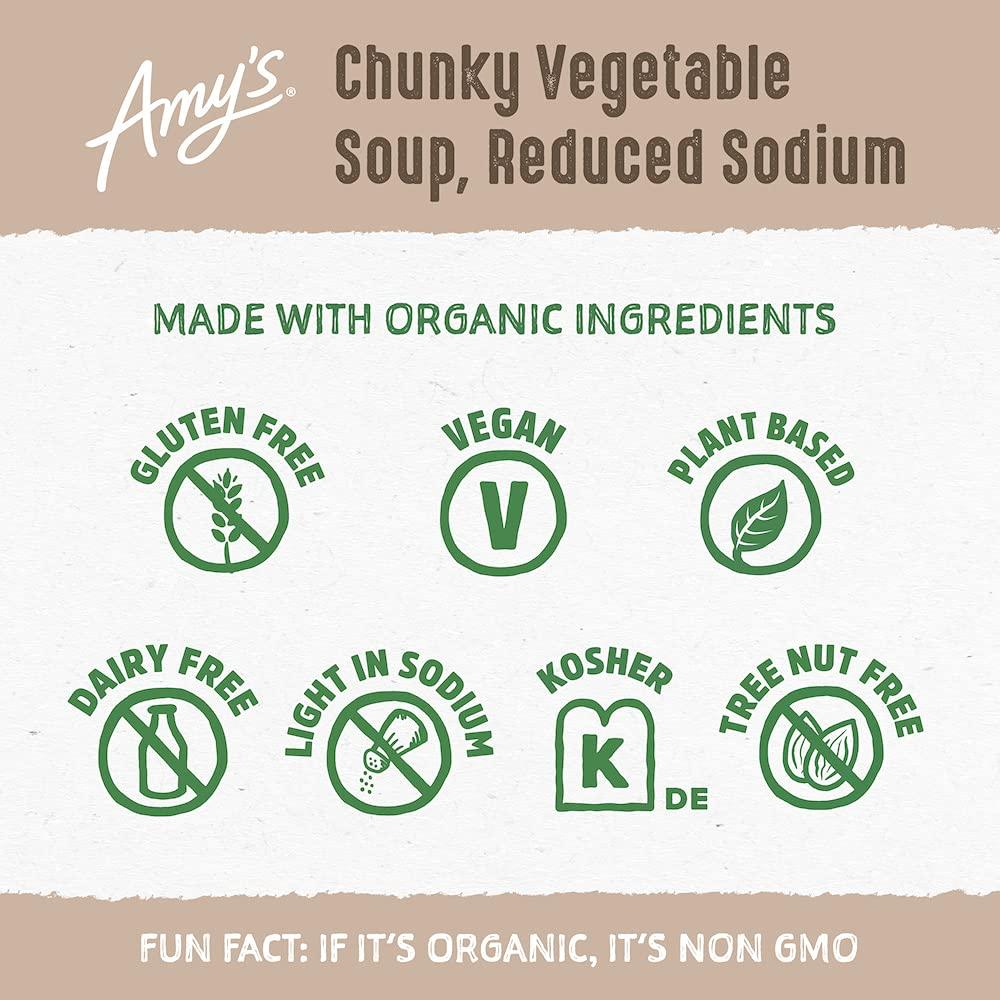 Amy's Amys Soup, Vegan Chunky Vegetable Soup, Gluten Free, Made with Organic Vegetables, Canned Soup, 12 Oz