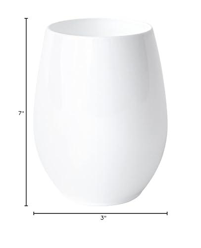 PLASTICPRO PLASTICPRO 6 Pack White Plastic Wine Glasses Stemless Disposable 12 oz BPA Free Shatterproof Plastic Wine Cups Wine Glasses for Parties